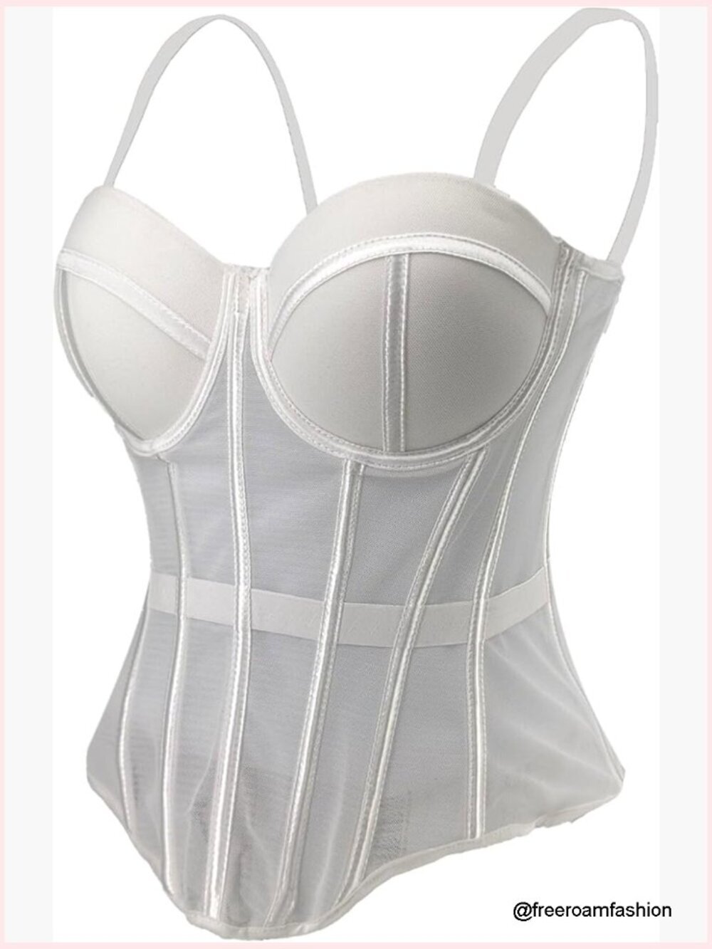 Bridal Corset with Mesh Sheer Design Elastic Waistband Bustier Tops